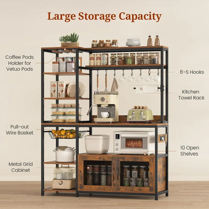 FurnitureZ l  47.2" Bakers Rack Storage for Kitchen, Dining Room