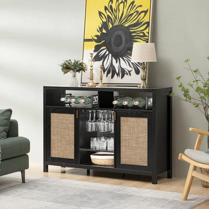 FurnitureZ l 51" Rattan Coffee Bar Cabine for Dining Room