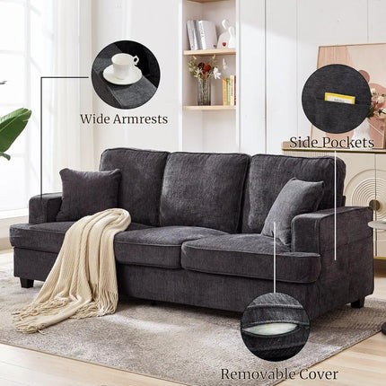 FurnitureZ l 89" Luxurious Chenile Cloud Sofa Couch for Living Room