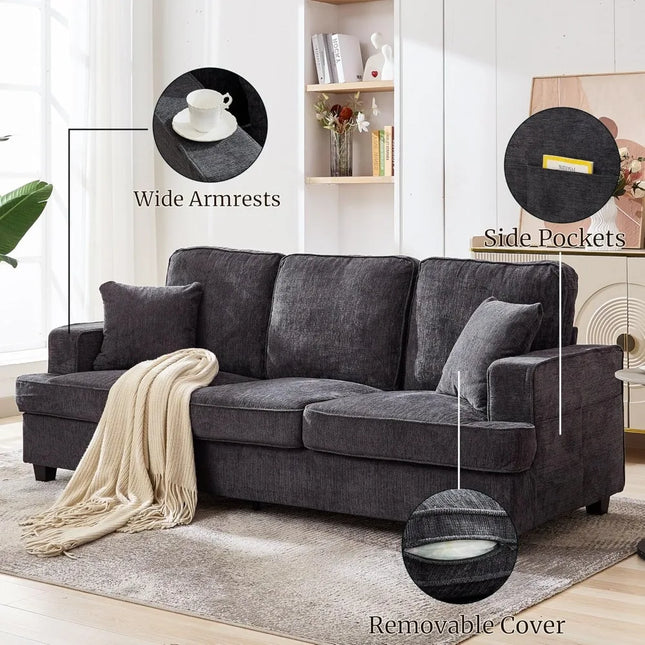 FurnitureZ l 89" Luxurious Chenile Cloud Sofa Couch for Living Room