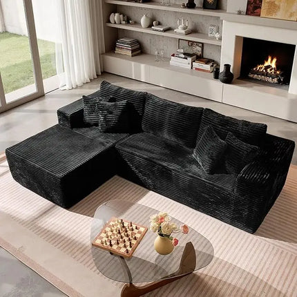 FurnitureZ l  108" L Shaped Modular Sofa Cloud Couch with Left Facing Chaise for Living Room