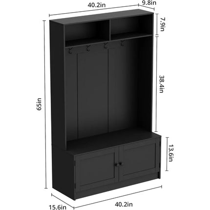FurnitureZ l  Freestanding Wooden Entryway Bench with Shoe Storage