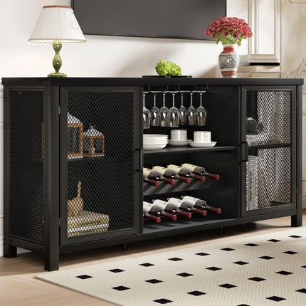 FurnitureZ l  Black Wine Bar Cabinet for Dining Room