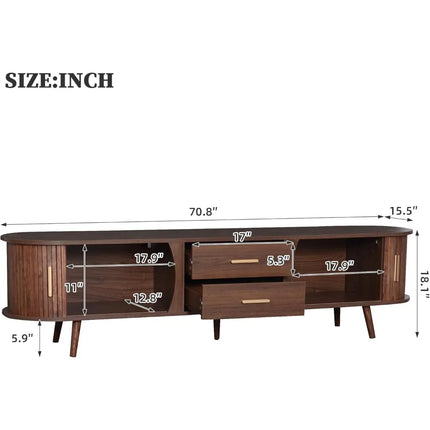 FurnitureZ l  70" Fluted TV Stand for Living Room