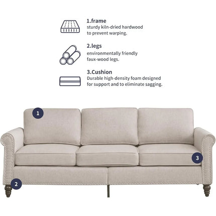 FurnitureZ l  Sofa Couch, 3-Seat Couches for Living Room