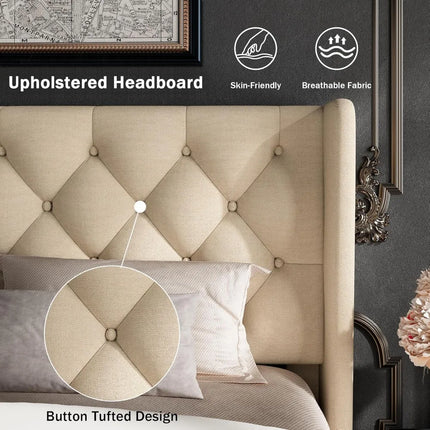 FurnitureZ l  Queen-Sized Platform Bed Frame for Bedroom