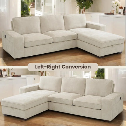 FurnitureZ l  102" Convertible Sectional Sofa Couch for Living Room