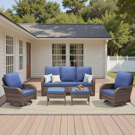 FurnitureZ l  Outdoor Patio Couch Wicker Sofa with Rattan Side Table