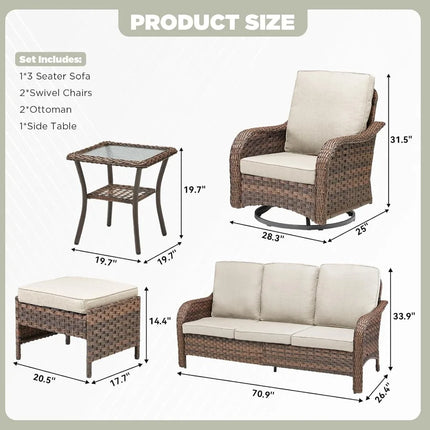 FurnitureZ l  Outdoor Patio Couch Wicker Sofa with Rattan Side Table