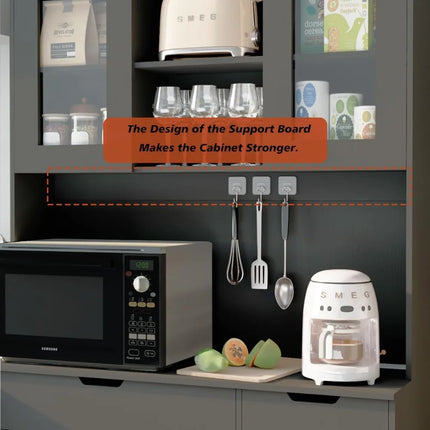 FurnitureZ l  Large Farmhouse-Style Pantry Cabinet for Kitchen, Dining Room