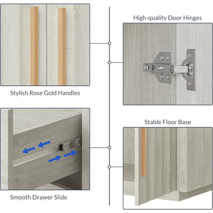 FurnitureZ l  Modern 64" Fluted Door Sideboard Buffet Cabinet for Living Room, Dining Room