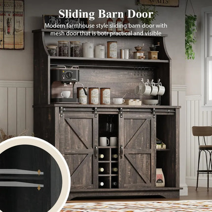 FurnitureZ l  47" Farmhouse Coffee Bar Cabinet for Dining Room