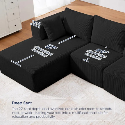 FurnitureZ l  107'' Cloud Couch Sofa with Deep Seat for Living Room