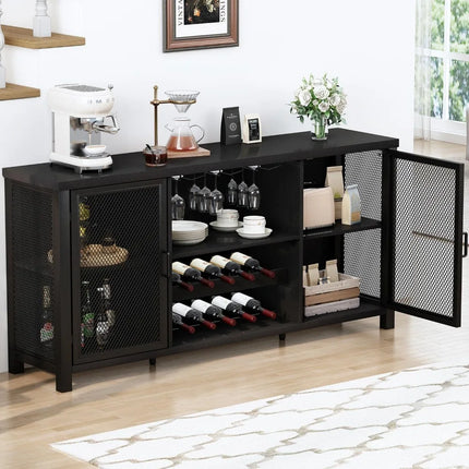FurnitureZ l  Black Wine Bar Cabinet for Dining Room