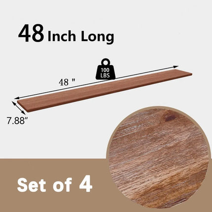 FurnitureZ l  Set of 4 Rustic Wooden Floating Shelves for Home Office, Bathroom