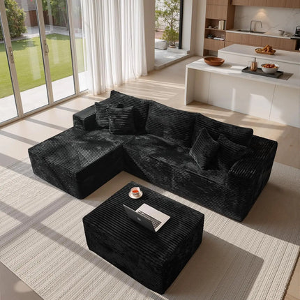FurnitureZ l  108" L Shaped Modular Sofa Cloud Couch with Left Facing Chaise for Living Room