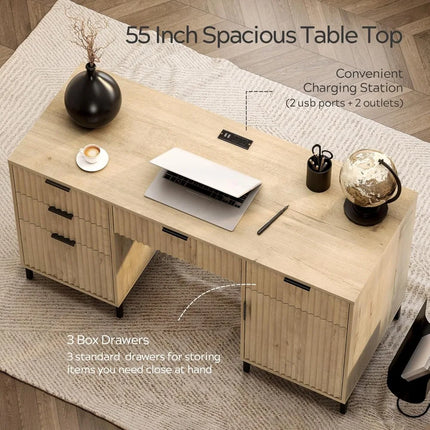 FurnitureZ l  55 Fluted Executive Desk for Home Office