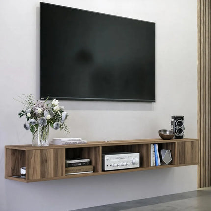 FurnitureZ l  Modern Walnut Floating TV Stand for Living Room, Bedroom