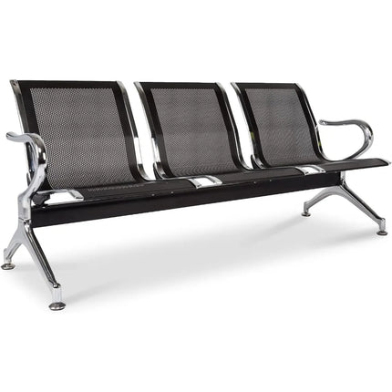 FurnitureZ l  Kinsuite Waiting Room Chair - 3-Seat Airport Reception Lobby Office Bench, Black