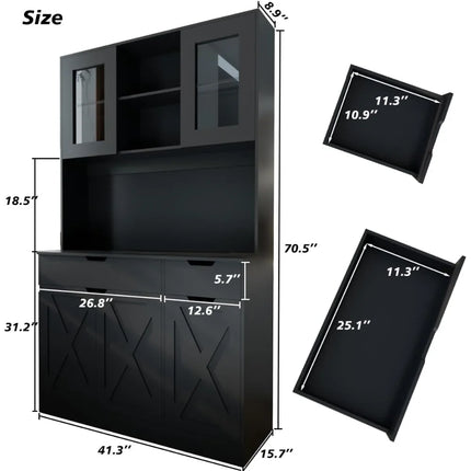FurnitureZ l  Large Farmhouse-Style Pantry Cabinet for Kitchen, Dining Room