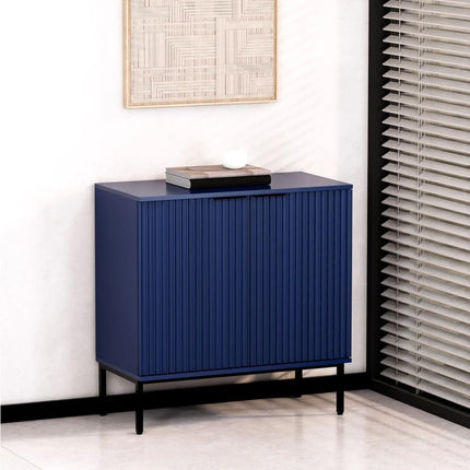 FurnitureZ l  Blue Wooden Buffet with Fluted Design for Living Room, Dining Room