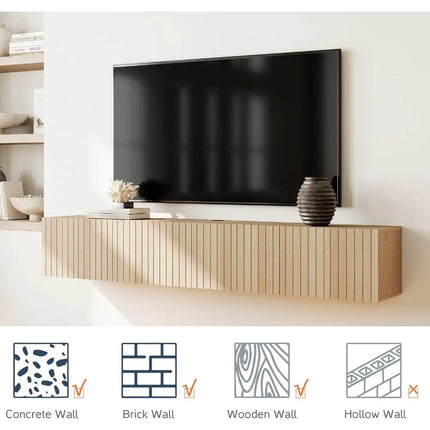 FurnitureZ l  Modern Wall-Mounted TV Stand for Living Room, Bedroom