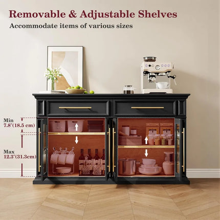 FurnitureZ l  Large Kitchen Buffet Cabinet with Storage for Kitchen, Dining Room