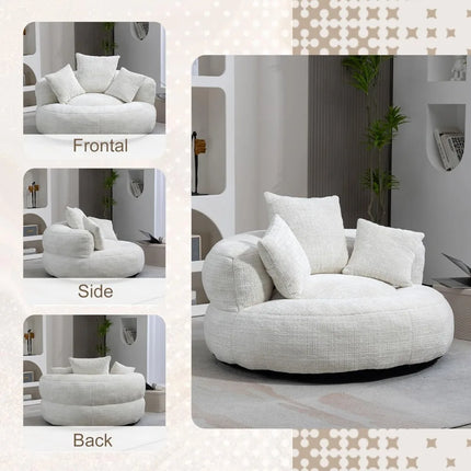 FurnitureZ l  43" W Comfort Round Bean Bag Sofa with 3 Pillows for Living Room, Bedroom