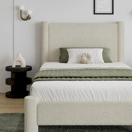 FurnitureZ l  Upholstered Platform Bed with Headboard for Bedroom