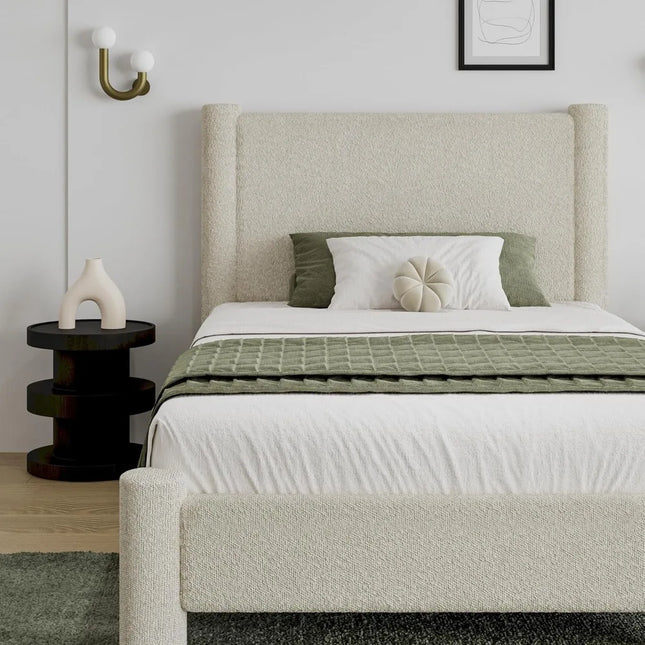 FurnitureZ l  Upholstered Platform Bed with Headboard for Bedroom