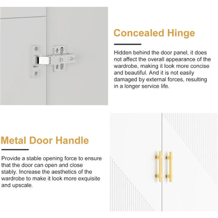 FurnitureZ l  White Twill Wood Wardrobe for Bedroom