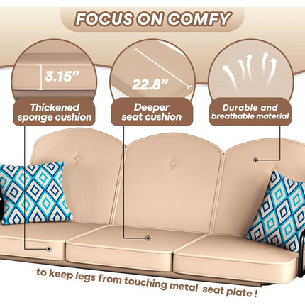 FurnitureZ l  3 Seat Outdoor Porch Patio Swing
