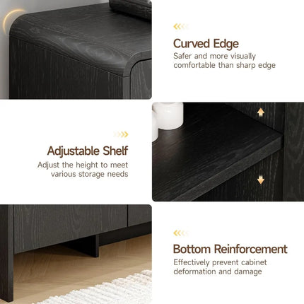 FurnitureZ l  Farmhouse Style Curved Sideboard for Living Room, Dining Room