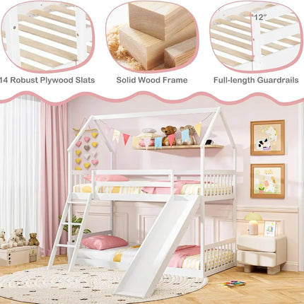 FurnitureZ l  Twin House Bunk Bed for Bedroom, Kids