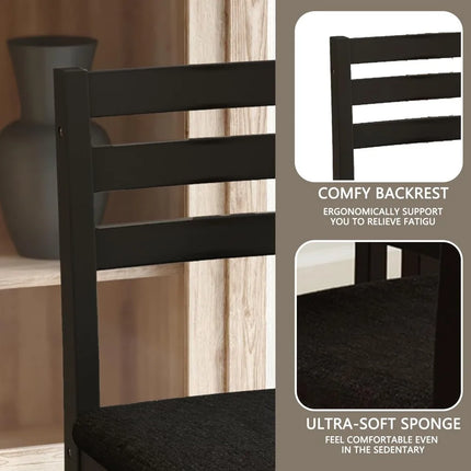 FurnitureZ l  5-Piece Solid Wood Indoor Modern Rectangular Dining Table Set for Dining Room