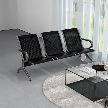 FurnitureZ l  Kinsuite Waiting Room Chair - 3-Seat Airport Reception Lobby Office Bench, Black