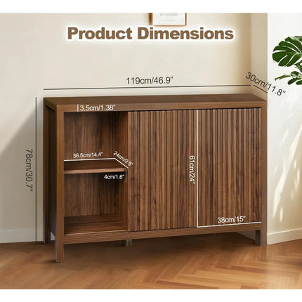 FurnitureZ l  Modern Fluted Sideboard Buffet Cabinet for Living Room, Dining Room