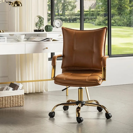 FurnitureZ l Faux Leather Home Office Desk Chair