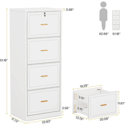 FurnitureZ l  Tribesigns 4 Drawer File Cabinet with Lock and Key for Home Office