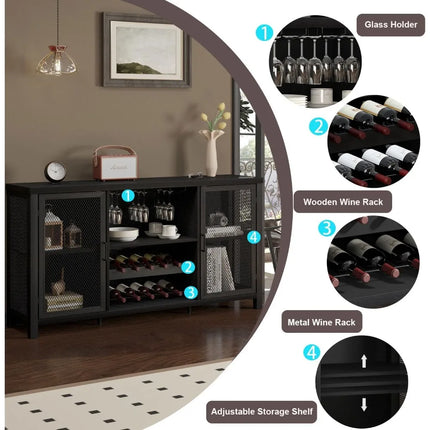 FurnitureZ l  Black Wine Bar Cabinet for Dining Room