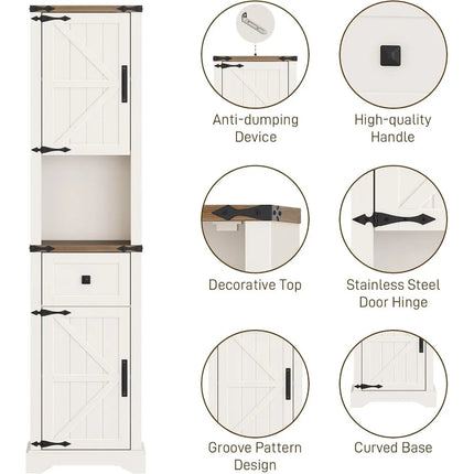 FurnitureZ l 66" Tall Farmhouse Storage Cabinet for Bathroom