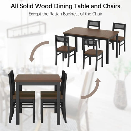 FurnitureZ l  Black Dining Table Set for 4 for Dining Room