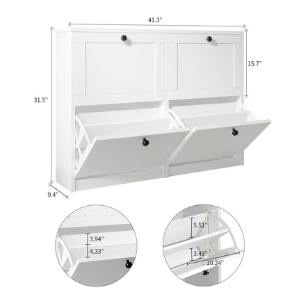 FurnitureZ l  Shoe Cabinet with Flip Drawers for Living Room, Hallway