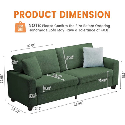 FurnitureZ l  83" Contemporary 3-Seater Sofa for Living Room