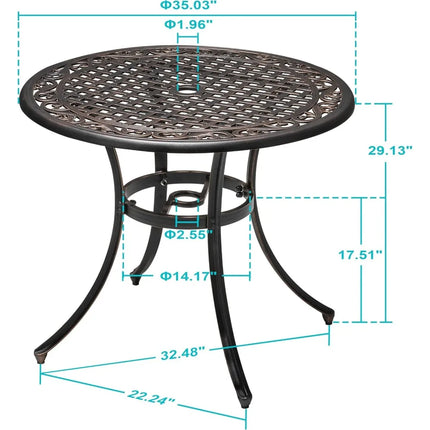 FurnitureZ l  35" Round Patio Bistro Table for Outdoor