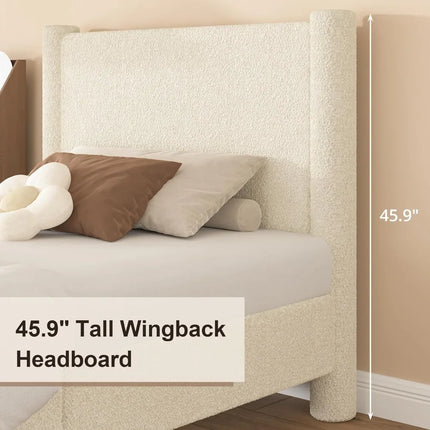 FurnitureZ l  Upholstered Platform Bed with Headboard for Bedroom