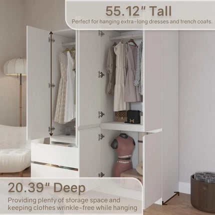 FurnitureZ l  78.74" 4-Door Wardrobe Closet for Bedroom