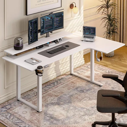 FurnitureZ l  71x43" L Shaped Stand Up Desk for Home Office