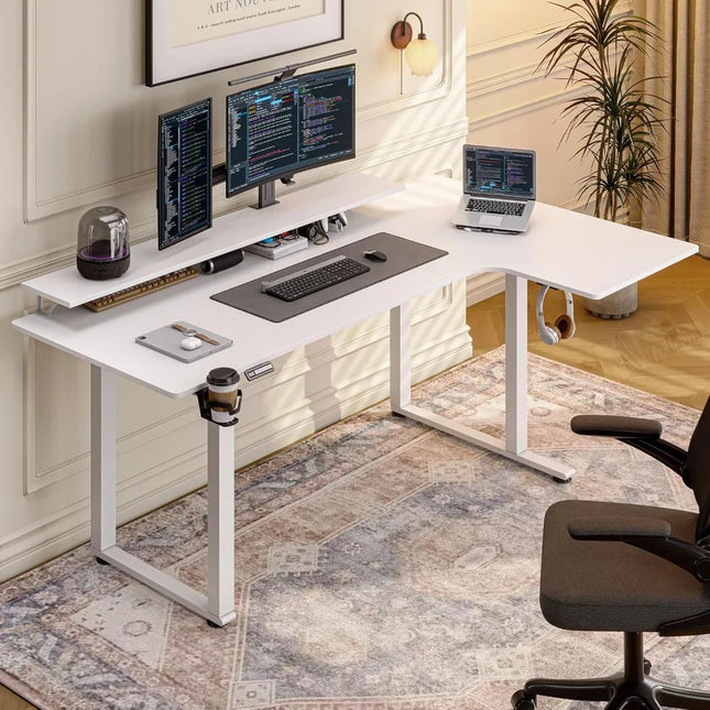 FurnitureZ l  71x43" L Shaped Stand Up Desk for Home Office