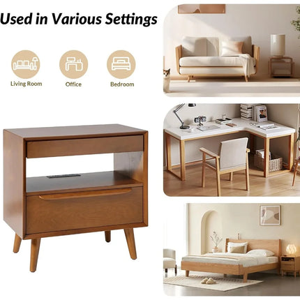 FurnitureZ l  Mid-Century Modern Nightstand Table for Living Room, Bedroom